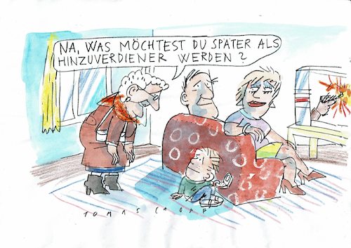 Cartoon: Hinzuverdiener (medium) by Jan Tomaschoff tagged löhne,löhne