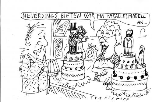 Cartoon: Hochzeitstorte (medium) by Jan Tomaschoff tagged migration,zuwanderung,einwanderung