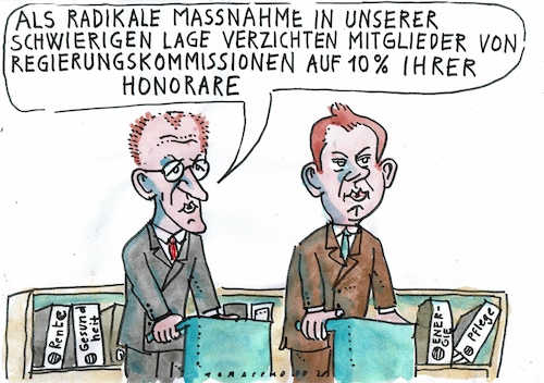 Cartoon: Honorare (medium) by Jan Tomaschoff tagged klingbeil,merz,kommissionen,krise,klingbeil,merz,kommissionen,krise
