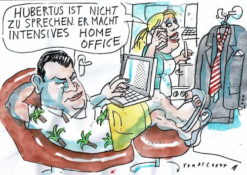 Cartoon: Hubertus zu Haus (medium) by Jan Tomaschoff tagged home,office,hubertus,heil,home,office,hubertus,heil