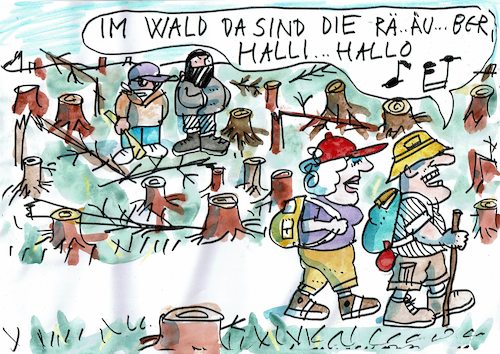 Cartoon: im Wald (medium) by Jan Tomaschoff tagged wald,waldsterben,wald,waldsterben