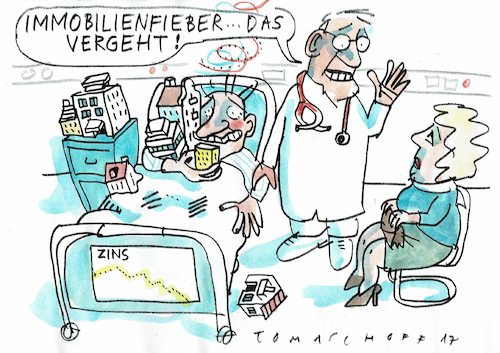 Cartoon: Immobilienfieber (medium) by Jan Tomaschoff tagged immobilien,blase,nullzins,immobilien,blase,nullzins