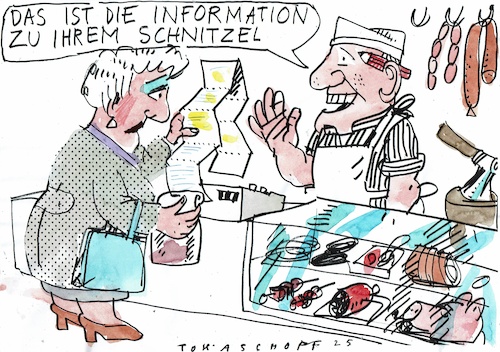 Cartoon: Info (medium) by Jan Tomaschoff tagged ernährung,gesundheit,fleisch,aufklärung,ernährung,gesundheit,fleisch,aufklärung