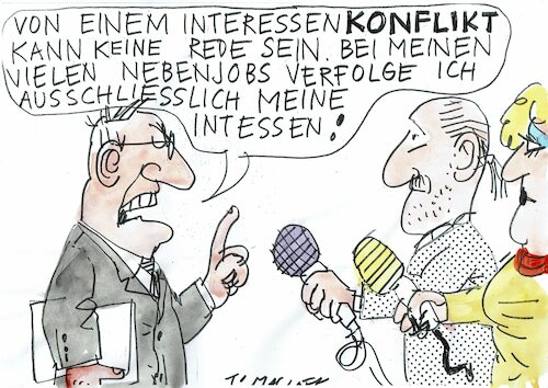 Cartoon: Interessenkonflikt (medium) by Jan Tomaschoff tagged egoismus,bereicherung,interessenkonflikte,egoismus,bereicherung,interessenkonflikte