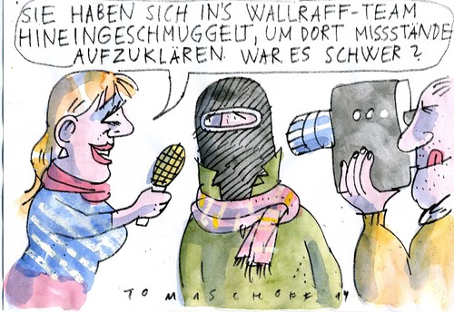 Cartoon: investigativ (medium) by Jan Tomaschoff tagged journalismus,wallraff,journalismus,wallraff