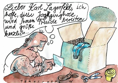 Cartoon: Jogginghose (medium) by Jan Tomaschoff tagged mode,unterschicht,oberschicht,mode,unterschicht,oberschicht