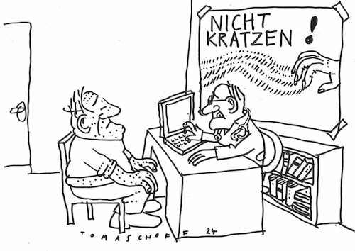 Cartoon: Juckreiz (medium) by Jan Tomaschoff tagged haut,juckreiz,ärzte,haut,juckreiz,ärzte