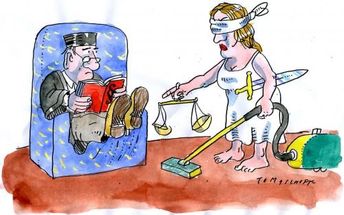 Cartoon: Justitia zu Hause (medium) by Jan Tomaschoff tagged justitia,recht,gesetze,gerichte