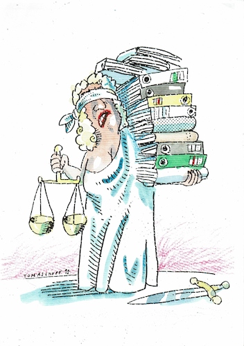 Cartoon: Justiz (medium) by Jan Tomaschoff tagged bürokratie,justiz,überlastung,bürokratie,justiz,überlastung