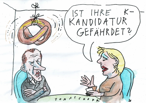 Cartoon: K-Frage (medium) by Jan Tomaschoff tagged mer,söder,frage,mer,söder,frage