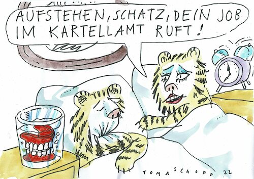 Cartoon: Kartellamt (medium) by Jan Tomaschoff tagged benzinpreise,kartellamt,benzinpreise,kartellamt