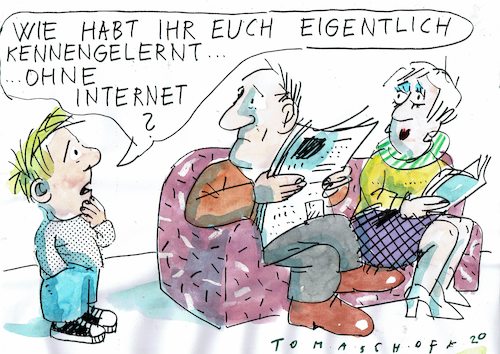 Cartoon: Kennenlernen (medium) by Jan Tomaschoff tagged partner,internet,partner,internet