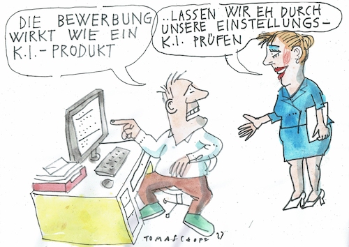 Cartoon: KI (medium) by Jan Tomaschoff tagged job,bewerbung,ki,job,bewerbung,ki