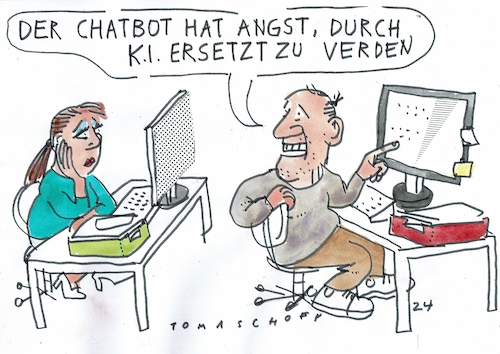 Cartoon: KI (medium) by Jan Tomaschoff tagged bot,ki,jobs,bot,ki,jobs