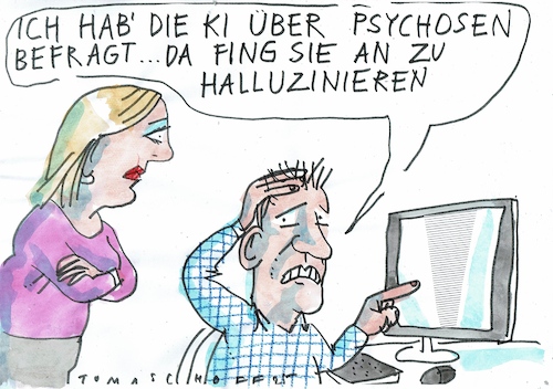 Cartoon: KI (medium) by Jan Tomaschoff tagged ki,halluzination,psychose,psyche,ki,halluzination,psychose,psyche