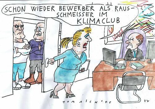 Cartoon: Klimaclub (medium) by Jan Tomaschoff tagged klimaclub,scholz,klimaclub,scholz