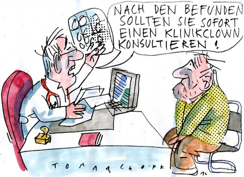 Cartoon: Klinikclown (medium) by Jan Tomaschoff tagged gesundheit,humor,gesundheit,humor