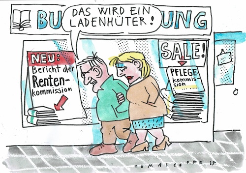 Cartoon: Kommissionen (medium) by Jan Tomaschoff tagged rente,pflege,kommissionen,rente,pflege,kommissionen
