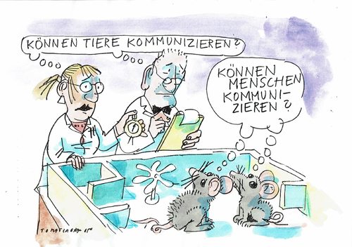 Cartoon: Kommunikation (medium) by Jan Tomaschoff tagged wissenschaft,mensch,tier,wissenschaft,mensch,tier