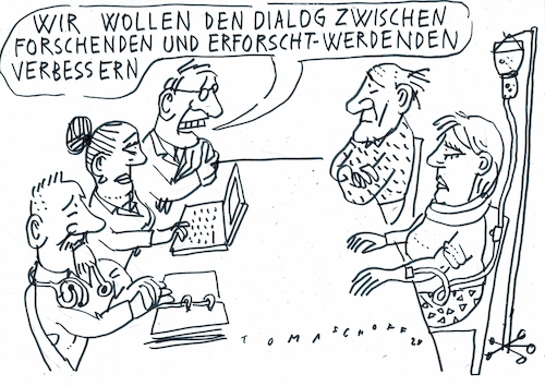 Cartoon: Kommunikation (medium) by Jan Tomaschoff tagged arzt,patient,mitsprache,arzt,patient,mitsprache