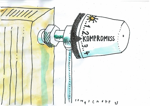 Cartoon: Kompromiss (medium) by Jan Tomaschoff tagged heizung,kompromisse,heizung,kompromisse
