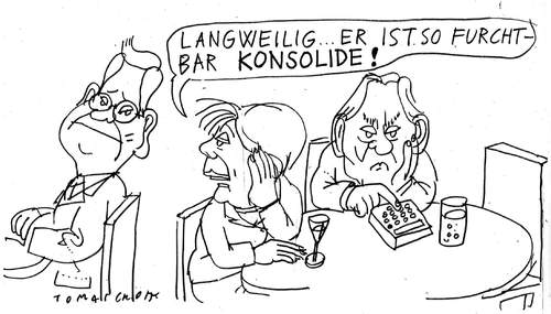 Cartoon: Konsolidierung (medium) by Jan Tomaschoff tagged haushaltskonsolidierung,westerwelle,merkel,schäuble