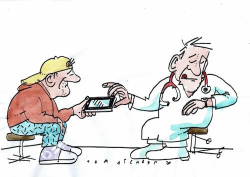 Cartoon: krank (medium) by Jan Tomaschoff tagged gesundheit,arzt,handy,gesundheit,arzt,handy