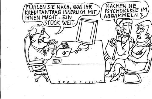 Cartoon: Kreditklemme (medium) by Jan Tomaschoff tagged kredite,darlehen,banken