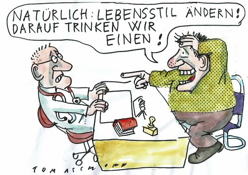 Cartoon: Lebensstil (medium) by Jan Tomaschoff tagged lebensstil,alkohol,gesundheit,lebensstil,alkohol,gesundheit
