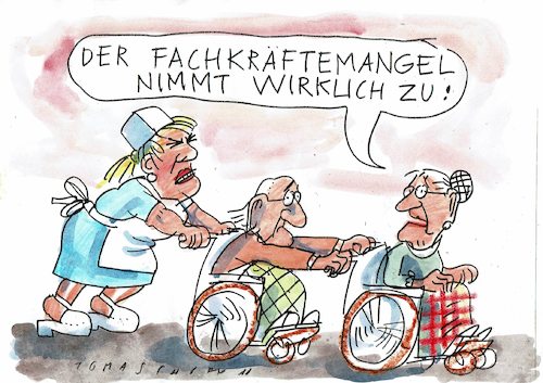 Cartoon: Mangel (medium) by Jan Tomaschoff tagged schwesternmangel,pflegermangel,gesundheit,schwesternmangel,pflegermangel,gesundheit