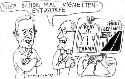 Cartoon: Maut (medium) by Jan Tomaschoff tagged ramsauer,verkehsrminister,pkw,maut,vignetten