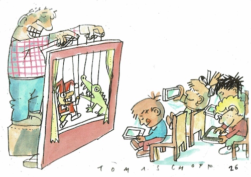 Cartoon: Medien (medium) by Jan Tomaschoff tagged kinder,medien,internet,handy,kinder,medien,internet,handy