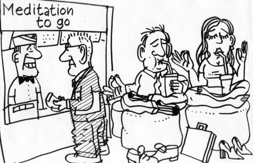 Cartoon: meditation (medium) by Jan Tomaschoff tagged meditation,meditieren,to,go,fast,food,meditation,meditieren,to go,fast food,geist,to,go,fast,food