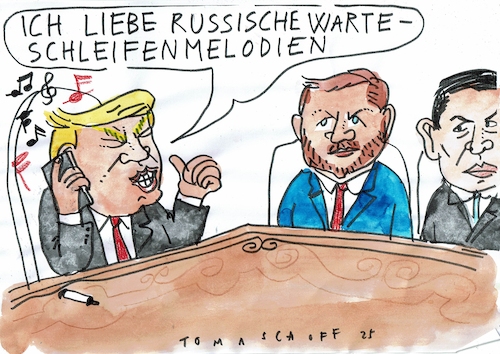 Cartoon: Melodie (medium) by Jan Tomaschoff tagged trump,putin,telefonat,trump,putin,telefonat