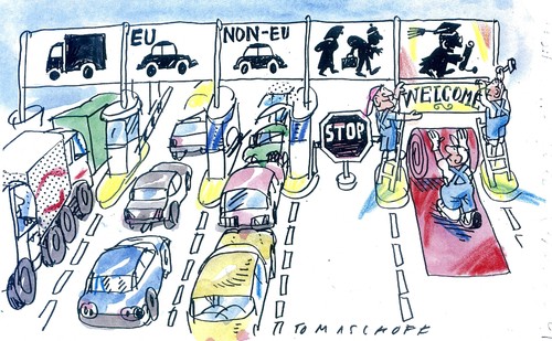 Cartoon: Migration (medium) by Jan Tomaschoff tagged einwanderung,einwanderung