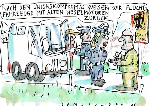 Cartoon: Migration (medium) by Jan Tomaschoff tagged flüchtlingskrise,grenzen,flüchtlingskrise,grenzen