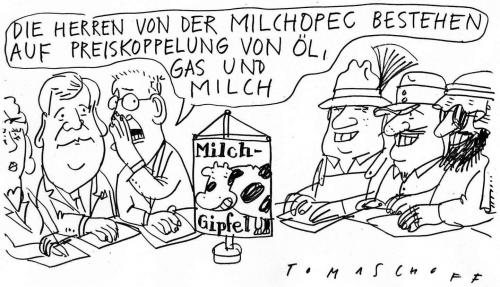 Cartoon: Milch-OPEC (medium) by Jan Tomaschoff tagged ölpreis,lebensmittelpreise,gaspreis,energiepreise,inflation
