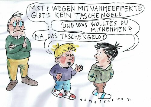 Cartoon: Mitnahme (medium) by Jan Tomaschoff tagged förderung,bau,geld,mitnahmeeffekte,förderung,bau,geld,mitnahmeeffekte