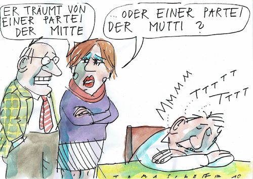 Cartoon: Mitte (medium) by Jan Tomaschoff tagged parteien,mutti,parteien,mutti