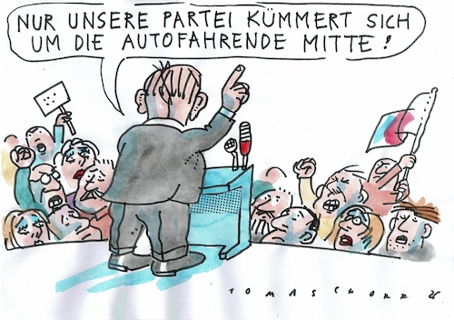 Cartoon: Mitte (medium) by Jan Tomaschoff tagged politiker,mitte,auto,politiker,mitte,auto