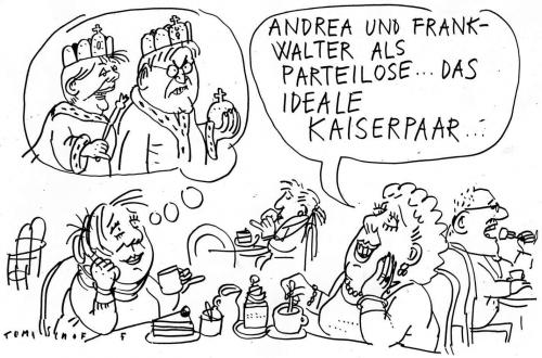 Cartoon: Monarchie (medium) by Jan Tomaschoff tagged merkel,steinmaier,monarchie,parteien,parteilos