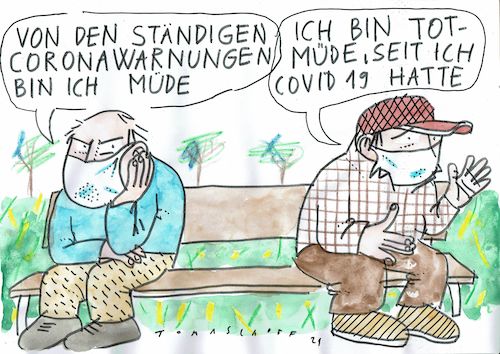 Cartoon: müde (medium) by Jan Tomaschoff tagged covid,müdigkeit,covid,müdigkeit