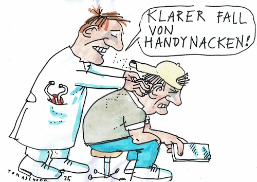 Cartoon: Nacken (medium) by Jan Tomaschoff tagged verspannung,gesundheit,handy,verspannung,gesundheit,handy