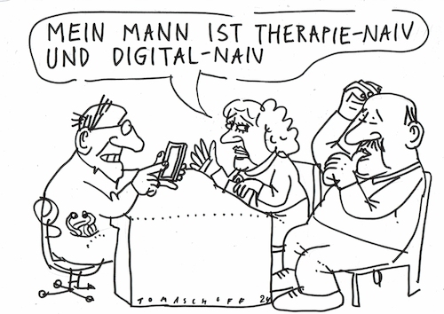 Cartoon: naiv (medium) by Jan Tomaschoff tagged arzt,patient,kommunikation,digitalisierung,arzt,patient,kommunikation,digitalisierung