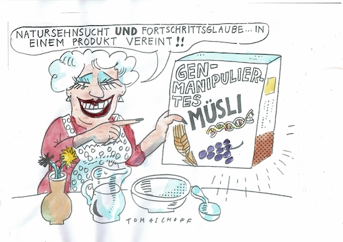 Cartoon: Natur und Fortschritt (medium) by Jan Tomaschoff tagged natur,ernährung,genetik,natur,ernährung,genetik