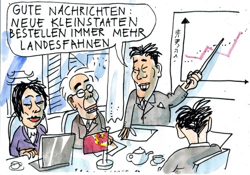 Cartoon: Neue Fahnen (medium) by Jan Tomaschoff tagged separatismus,schottland,katalonien,separatismus,schottland,katalonien