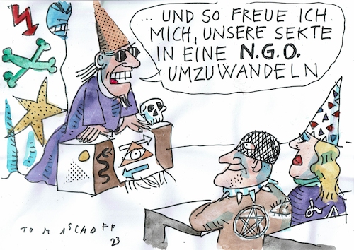 Cartoon: NGO (medium) by Jan Tomaschoff tagged sekte,ngo,sekte,ngo