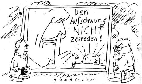 Cartoon: Nicht zerreden... (medium) by Jan Tomaschoff tagged aufschwung,bund,länder