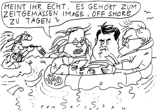 Cartoon: Off Shore (medium) by Jan Tomaschoff tagged off shore,parteien,partei,tagung,off,shore