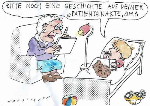 Cartoon: Omas Patientenakte (medium) by Jan Tomaschoff tagged gesundheit,daten,digitalisierung,vertraulichkeit,gesundheit,daten,digitalisierung,vertraulichkeit